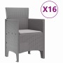 Conjunto de Comedor de Jardín 17 pcs Gris Claro Ratan Polt