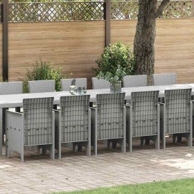 Conjunto de Comedor de Jardín 17 pcs Gris Claro Ratan Polt