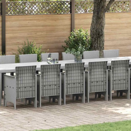 Conjunto de Comedor de Jardín 17 pcs Gris Claro Ratan Polt