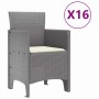 Conjunto de Comedor de Jardín 17 pcs Gris Claro Ratan Polt