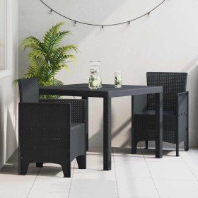 Conjunto de Comedor de Jardín 3 pcs Antracita Ratan Polt
