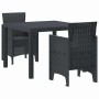 Conjunto de Comedor de Jardín 3 pcs Antracita Ratan Polt