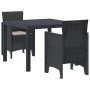 Conjunto de Comedor de Jardín 3 pcs Antracita Ratan Polt