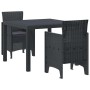 Conjunto de Comedor de Jardín 3 pcs Antracita Ratan Polt