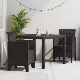 Conjunto de Comedor de Jardín 3 pcs Marrón Ratan Polt