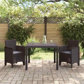Conjunto de Comedor de Jardín 3 pcs Marrón Ratan Polt Conjunto de Comedor de Jardín 3 pcs Marrón Ratan Polt