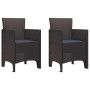 Conjunto de Comedor de Jardín 3 pcs Marrón Ratan Polt