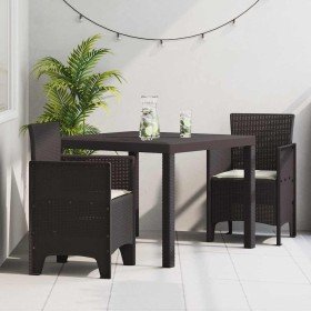 Conjunto de Comedor de Jardín 3 pcs Marrón Ratan Polt