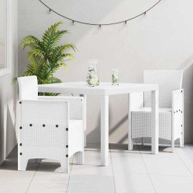 Conjunto de Comedor de Jardín 3 pcs Blanco Ratan Polt