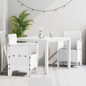 Conjunto de Comedor de Jardín 3 pcs Blanco Ratan Polt