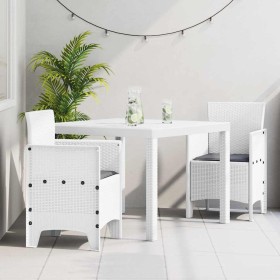 Conjunto de Comedor de Jardín 3 pcs Blanco Ratan Polt