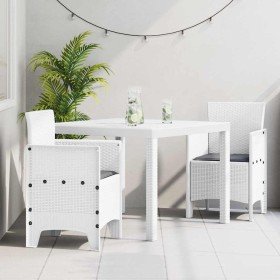 Conjunto de Comedor de Jardín 3 pcs Blanco Ratan Polt