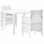 Conjunto de Comedor de Jardín 3 pcs Blanco Ratan Polt