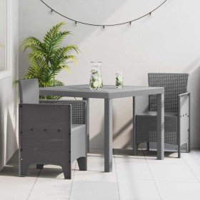 Conjunto de Comedor de Jardín 3 pcs Gris Claro Ratan Polt