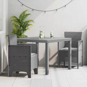 Conjunto de Comedor de Jardín 3 pcs Gris Claro Ratan Polt Conjunto de Comedor de Jardín 3 pcs Gris Claro Ratan Polt