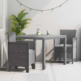 Conjunto de Comedor de Jardín 3 pcs Gris Claro Ratan Polt