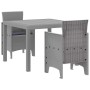 Conjunto de Comedor de Jardín 3 pcs Gris Claro Ratan Polt