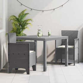 Conjunto de Comedor de Jardín 3 pcs Gris Claro Ratan Polt