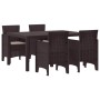Conjunto de Comedor de Jardín 5 pcs Marrón Ratan Polt