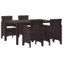 Conjunto de Comedor de Jardín 5 pcs Marrón Ratan Polt