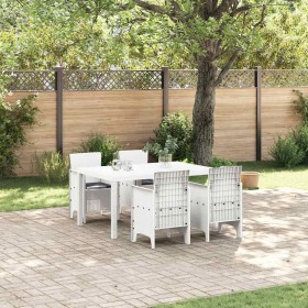 Conjunto de Comedor de Jardín 5 pcs Blanco Ratan Polt Conjunto de Comedor de Jardín 5 pcs Blanco Ratan Polt