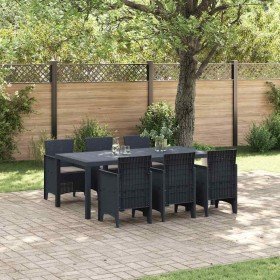 Conjunto de Comedor de Jardín 7 pcs Antracita Ratan Polt