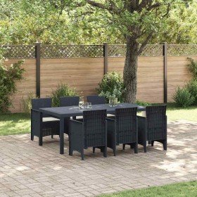 Conjunto de Comedor de Jardín 7 pcs Antracita Ratan Polt Conjunto de Comedor de Jardín 7 pcs Antracita Ratan Polt