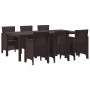 Conjunto de Comedor de Jardín 7 pcs Marrón Ratan Polt