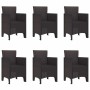 Conjunto de Comedor de Jardín 7 pcs Marrón Ratan Polt