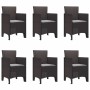 Conjunto de Comedor de Jardín 7 pcs Marrón Ratan Polt