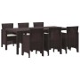 Conjunto de Comedor de Jardín 7 pcs Marrón Ratan Polt