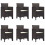 Conjunto de Comedor de Jardín 7 pcs Marrón Ratan Polt