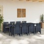 Conjunto de Comedor de Jardín 9 pcs Antracita Ratan Polt