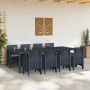 Conjunto de Comedor de Jardín 9 pcs Antracita Ratan Polt