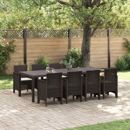 Conjunto de Comedor de Jardín 9 pcs Marrón Ratan Polt en Conjuntos de jardín | Comprar online en Foro24