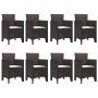 Conjunto de Comedor de Jardín 9 pcs Marrón Ratan Polt