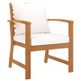 Muebles de jardín 5 piezas cojines madera maciza de acacia