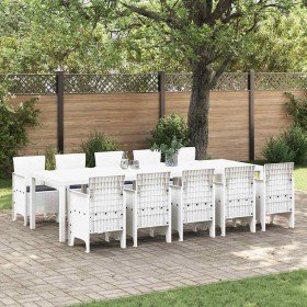 Conjunto de Comedor de Jardín con cojín 11 pcs Blanco Conjunto de Comedor de Jardín con cojín 11 pcs Blanco