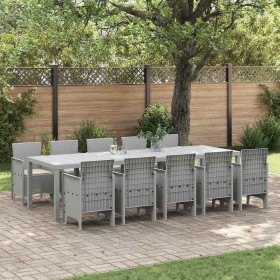 Conjunto de Comedor de Jardín 11 pcs Gris claro y crema