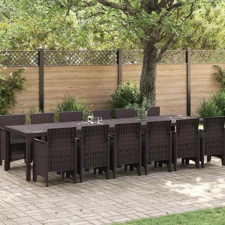 Conjunto de Comedor de Jardín 13 pcs Marrón Ratan Polt