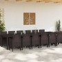 Conjunto de Comedor de Jardín 13 pcs Marrón Ratan Polt