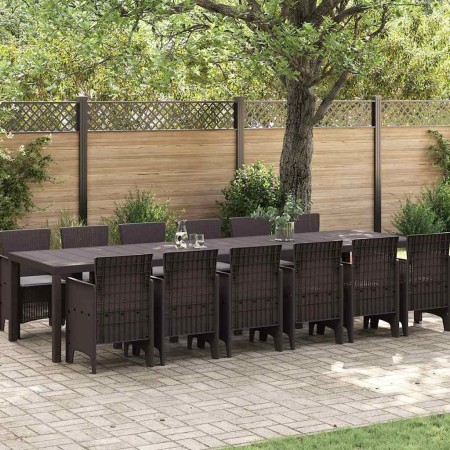 Conjunto de Comedor de Jardín 13 pcs Marrón Ratan Polt