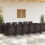 Conjunto de Comedor de Jardín 13 pcs Marrón Ratan Polt