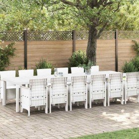 Conjunto de Comedor de Jardín 13 pcs Blanco Ratan Polt