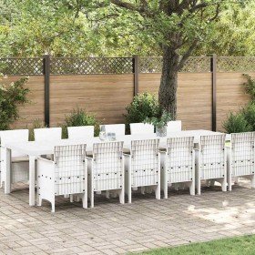 Conjunto de Comedor de Jardín 13 pcs Blanco Ratan Polt Conjunto de Comedor de Jardín 13 pcs Blanco Ratan Polt