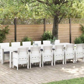 Conjunto de Comedor de Jardín 13 pcs Blanco Ratan Polt
