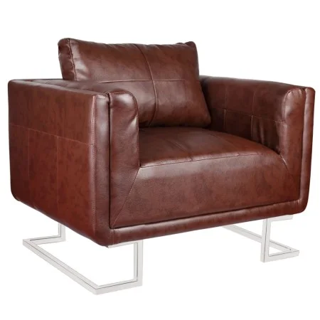 Cube armchair with chrome legs and brown faux leather by vidaXL, Armchairs - Ref: Foro24-240896, Price: 244,89 €, Discount: %