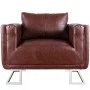 Sillón cubo con patas cromadas y cuero artificial marrón de vidaXL, Sillones - Ref: Foro24-240896, Precio: 244,89 €, Descuent...