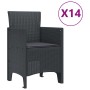 Conjunto de Comedor de Jardín 15 pcs Antracita Ratan Polt