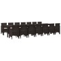 Conjunto de Comedor de Jardín 15 pcs Marrón Ratan Polt